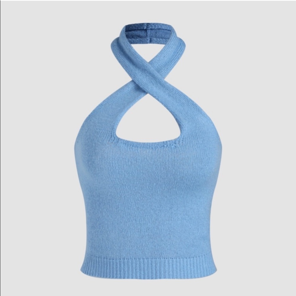 Blue Cider Knit Crop Top in Small